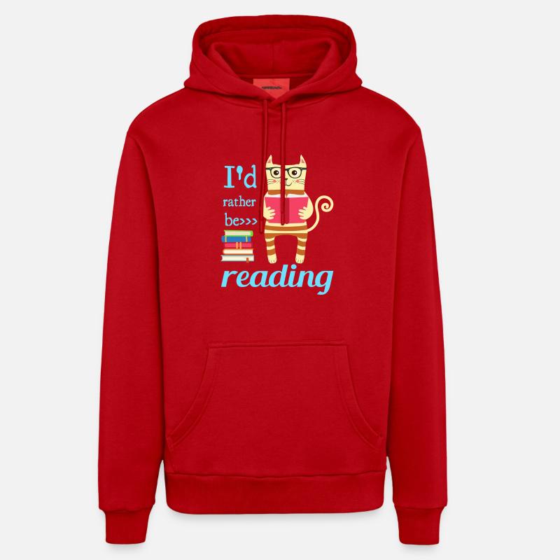 Je préfère lire - Sweat à capuche bio décontracté fabriqué en UE - rouge