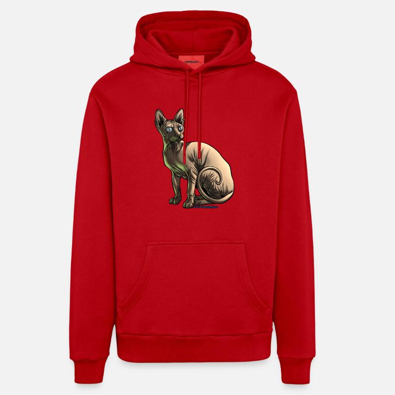 sushi le chat sphynx - Sweat à capuche bio décontracté fabriqué en UE - rouge