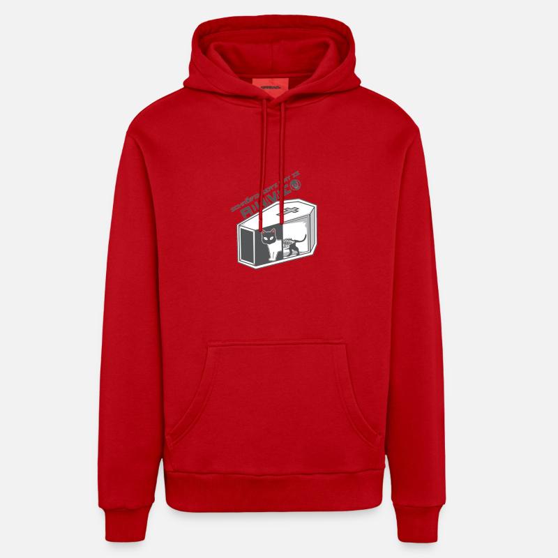 Le chat de Schroedinger - Sweat à capuche bio décontracté fabriqué en UE - rouge