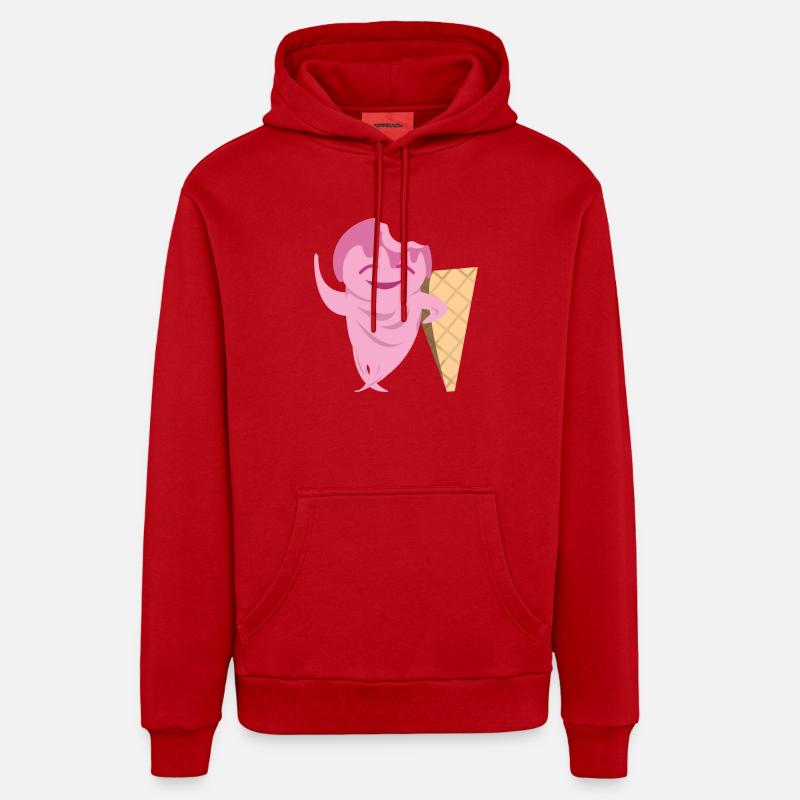 Drôle de crème glacée - Sweat à capuche bio décontracté fabriqué en UE - rouge