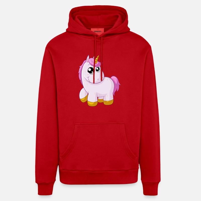 Pinkes Comic Einhorn - Organic Relaxed Hoodie Made in EU - Rot