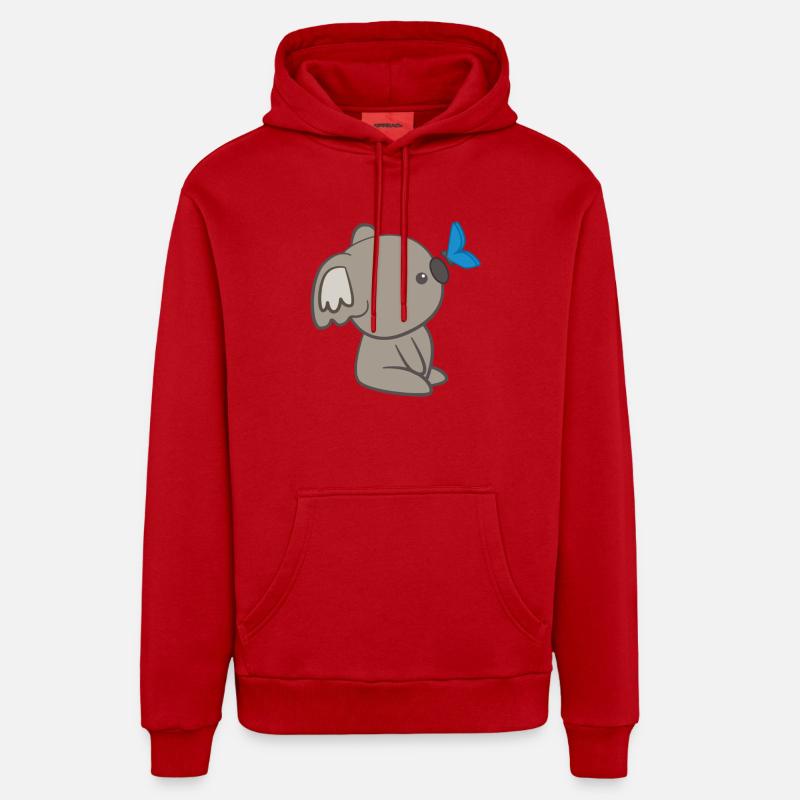 Koala - Koalas - T-shirt Koala - Papillon - Sweat à capuche bio décontracté fabriqué en UE - rouge