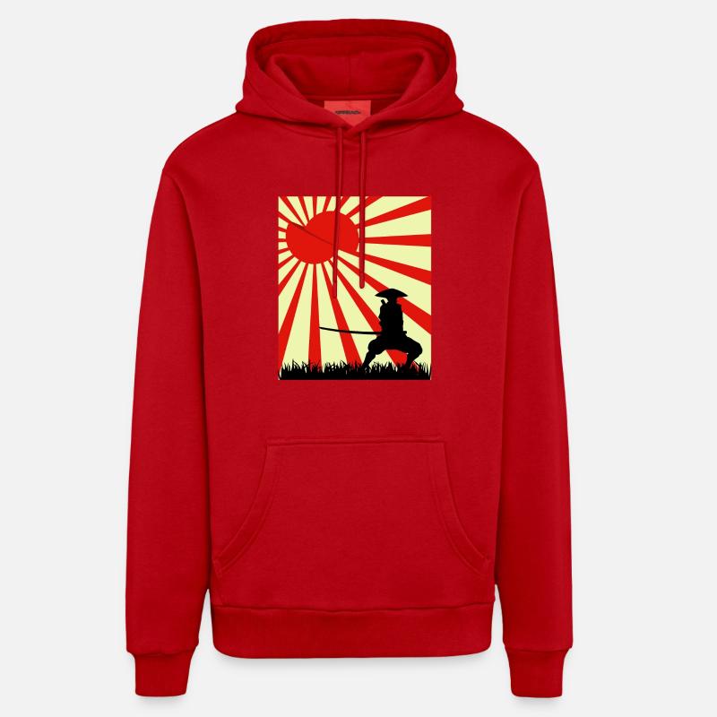 Moon Slice Samouraï - Sweat à capuche bio décontracté fabriqué en UE - rouge