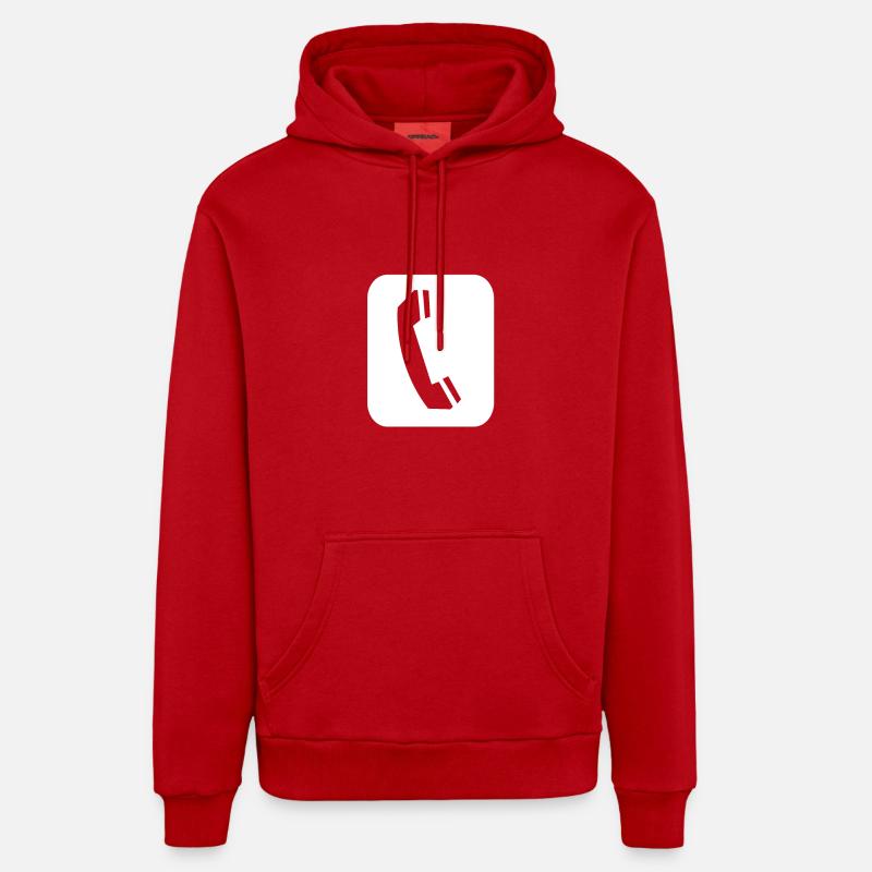 Symbole du combiné téléphonique - Sweat à capuche bio décontracté fabriqué en UE - rouge