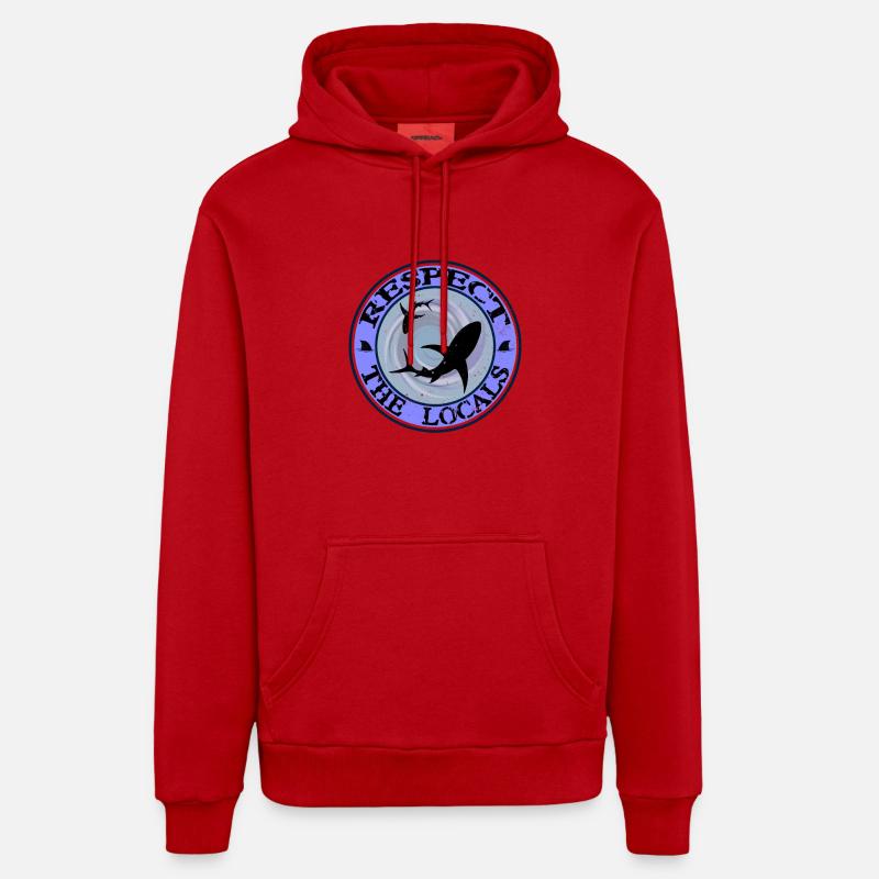 Respectez le requin local - Sweat à capuche bio décontracté fabriqué en UE - rouge