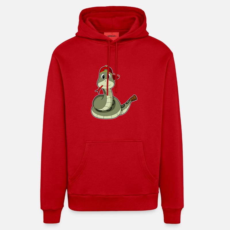 Serpent avec casquette - Sweat à capuche bio décontracté fabriqué en UE - rouge