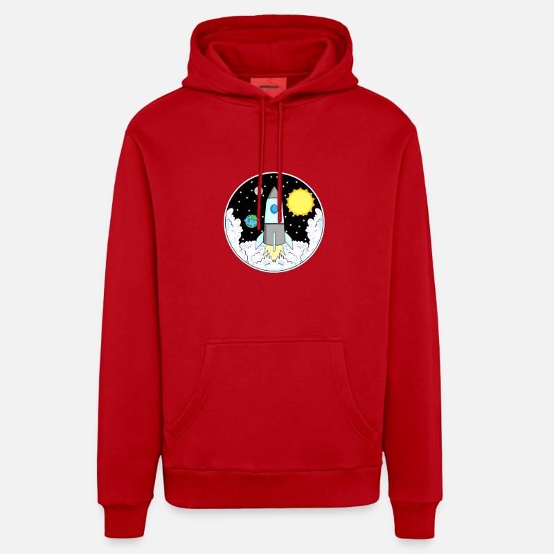 Espace fusée - Sweat à capuche bio décontracté fabriqué en UE - rouge