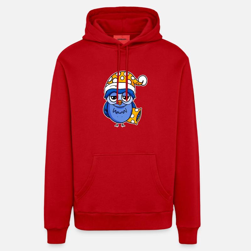 Le lève-tôt Hibou Dormir - Sweat à capuche bio décontracté fabriqué en UE - rouge
