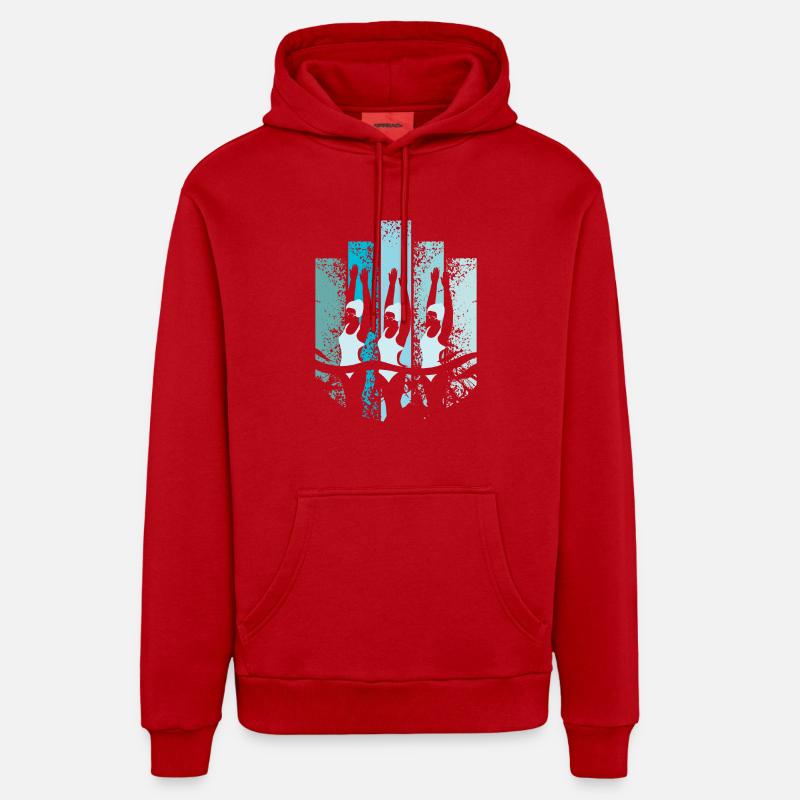 Nage synchrone rétro - Sweat à capuche bio décontracté fabriqué en UE - rouge