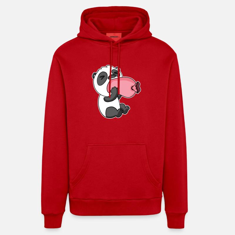 Panda avec saucisse - Sweat à capuche bio décontracté fabriqué en UE - rouge
