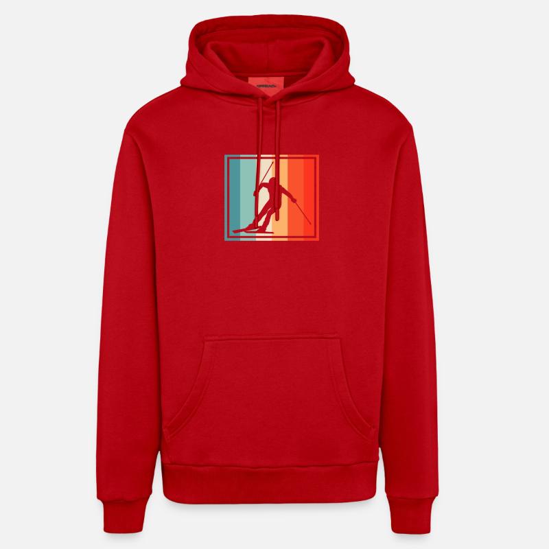 Ski Rétro - Sweat à capuche bio décontracté fabriqué en UE - rouge