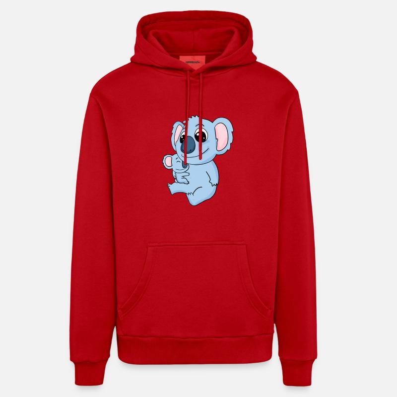 Famille - Koala avec bébé - Koala - Sweat à capuche bio décontracté fabriqué en UE - rouge