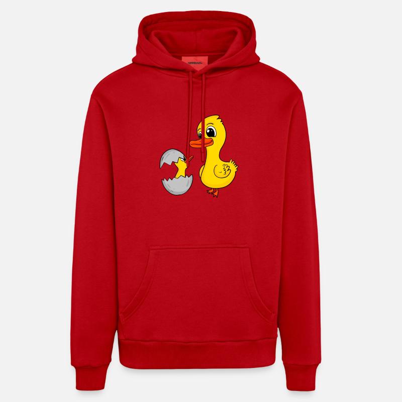 Canard avec bébé canard - Sweat à capuche bio décontracté fabriqué en UE - rouge