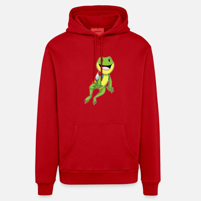 Grenouille avec jetpack - Sweat à capuche bio décontracté fabriqué en UE - rouge