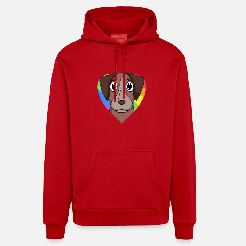 Gay Rainbow Pointer Chien - Sweat à capuche bio décontracté fabriqué en UE - rouge