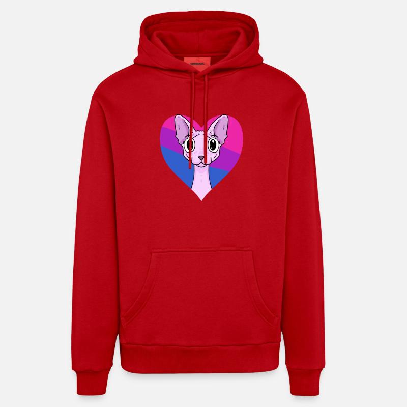 Cadeau bisexuel Sphynx Cat - Sweat à capuche bio décontracté fabriqué en UE - rouge
