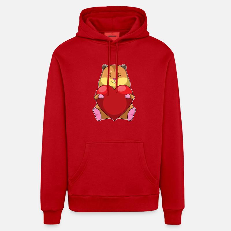 Hamster avec cœur - Sweat à capuche bio décontracté fabriqué en UE - rouge