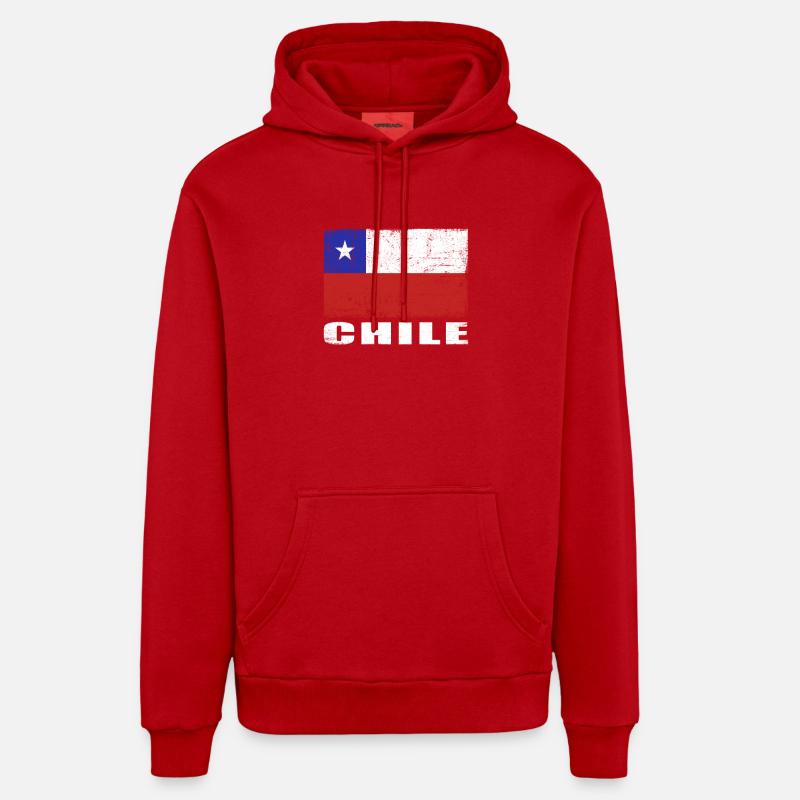 Chili Drapeau Grunge Chili Drapeau - Sweat à capuche bio décontracté fabriqué en UE - rouge