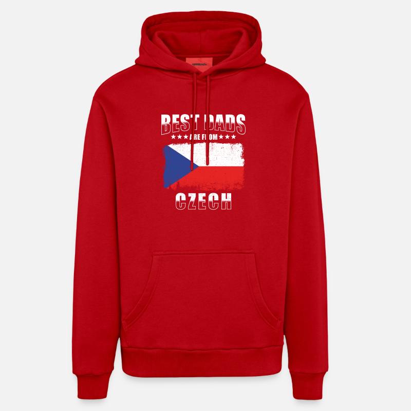 République tchèque Père - Sweat à capuche bio décontracté fabriqué en UE - rouge