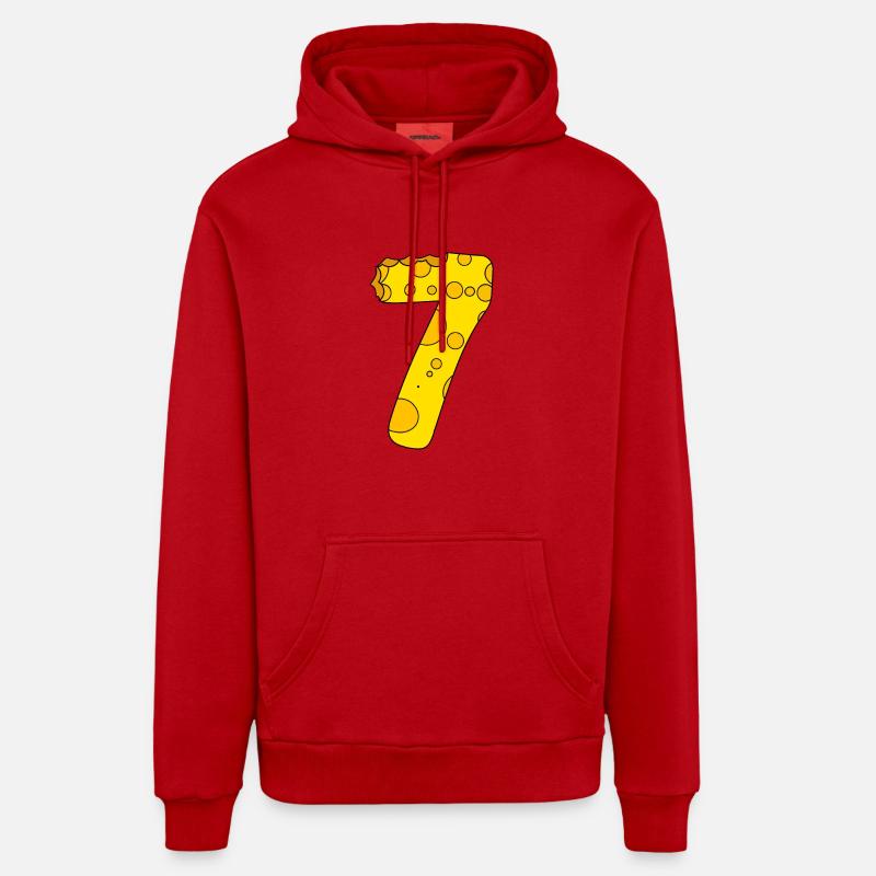 Numéro 7 Digit Cheese - Sweat à capuche bio décontracté fabriqué en UE - rouge