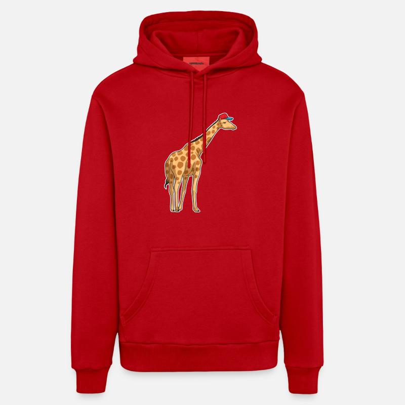 Casquette de girafe - Sweat à capuche bio décontracté fabriqué en UE - rouge