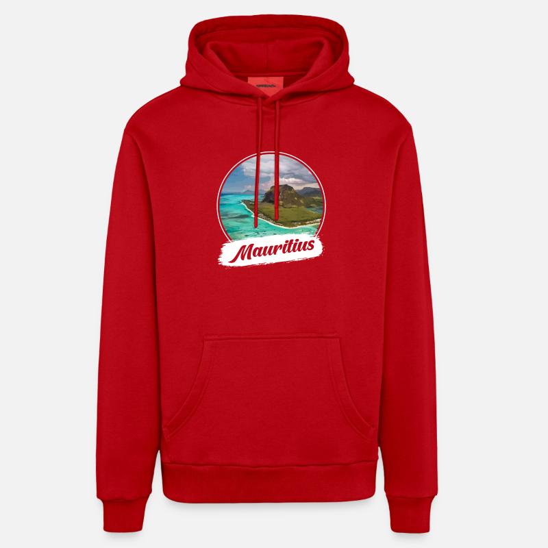 Souvenir de l’île Maurice - Sweat à capuche bio décontracté fabriqué en UE - rouge