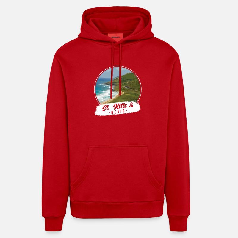 Saint-Kitts-et-Nevis Souvenir - Sweat à capuche bio décontracté fabriqué en UE - rouge