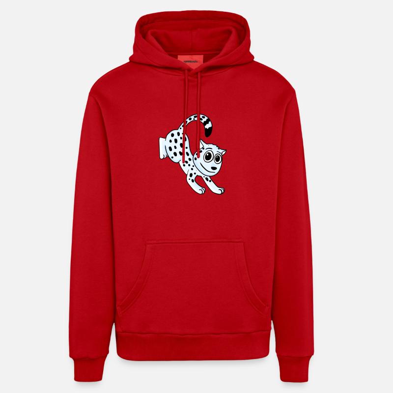 Léopard des neiges Léopard - Sweat à capuche bio décontracté fabriqué en UE - rouge