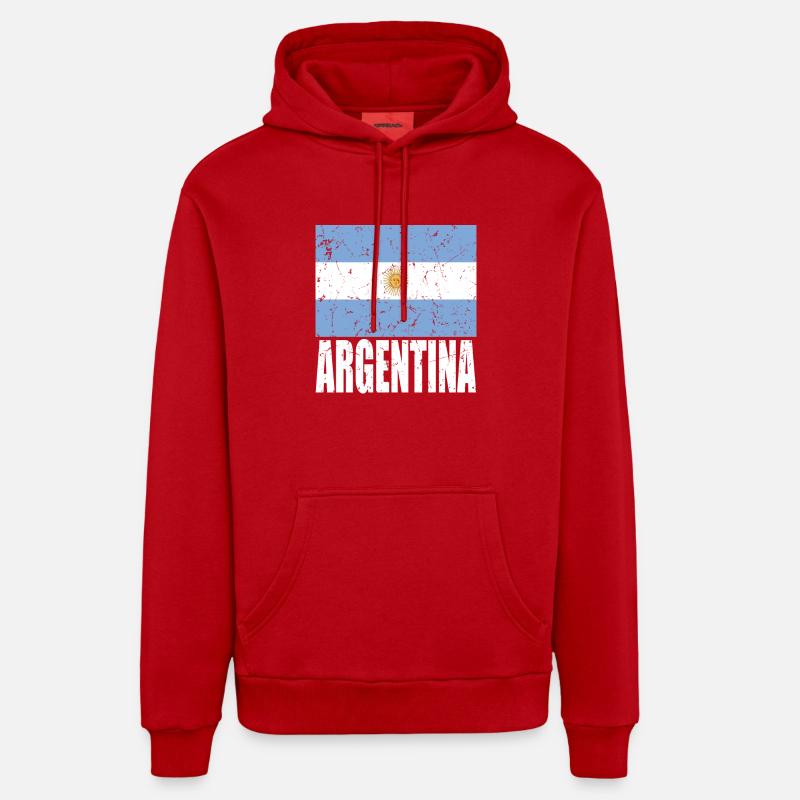 Drapeau de l’ARGENTINE - Sweat à capuche bio décontracté fabriqué en UE - rouge