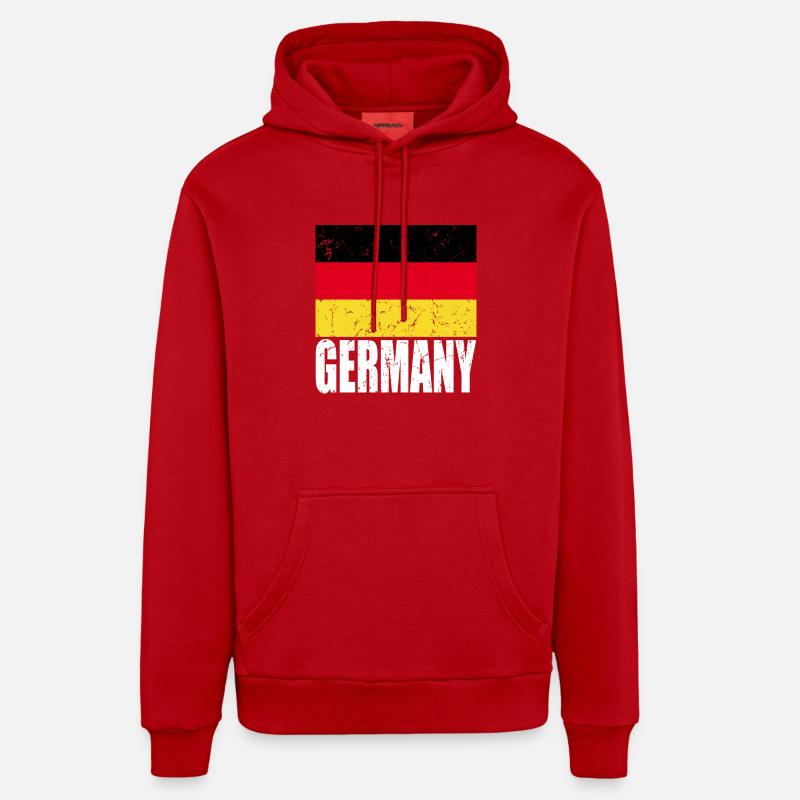 Drapeau de l’Allemagne - Sweat à capuche bio décontracté fabriqué en UE - rouge