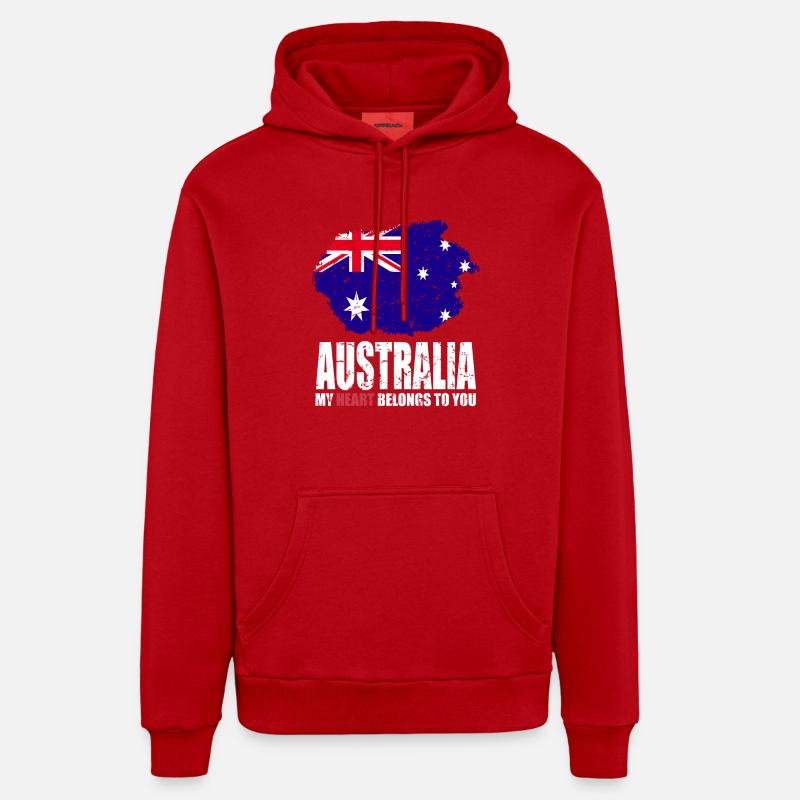 Drapeau de l’Australie - Sweat à capuche bio décontracté fabriqué en UE - rouge