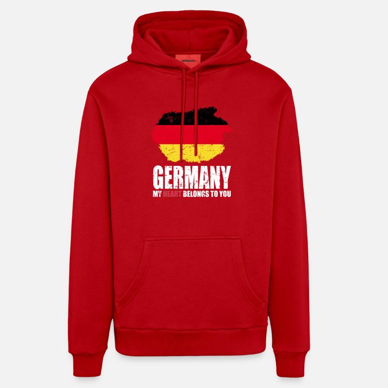 Drapeau de l’Allemagne - Sweat à capuche bio décontracté fabriqué en UE - rouge
