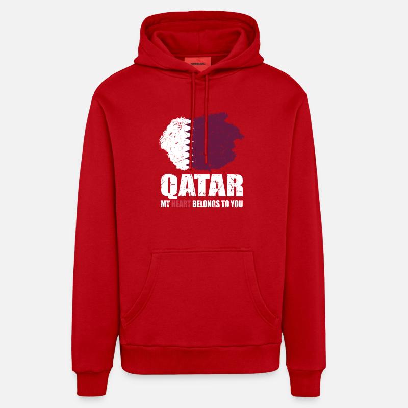 Drapeau du Qatar - Sweat à capuche bio décontracté fabriqué en UE - rouge