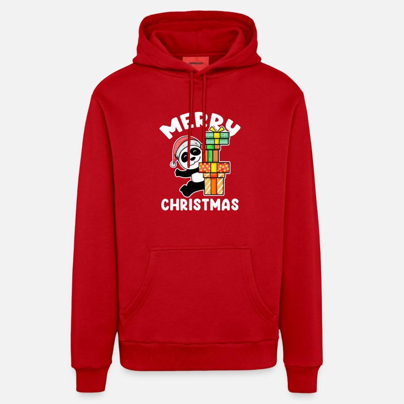 Joyeux panda de Noël - Sweat à capuche bio décontracté fabriqué en UE - rouge