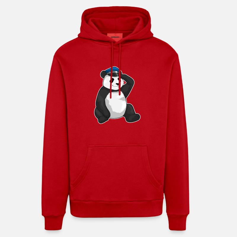 Casquette de police Panda - Sweat à capuche bio décontracté fabriqué en UE - rouge