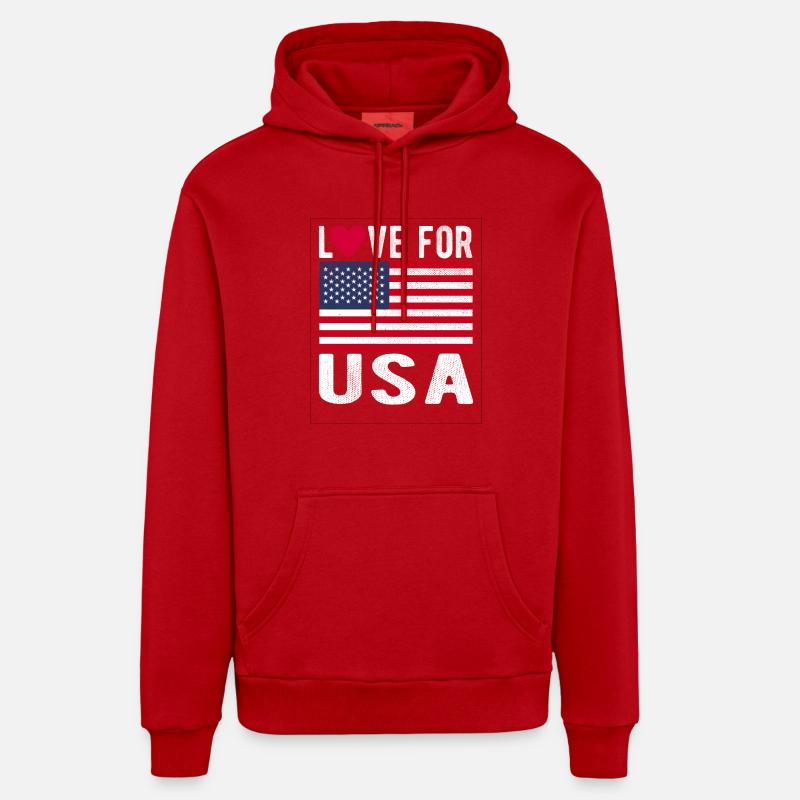 Drapeau de cerf - Sweat à capuche bio décontracté fabriqué en UE - rouge