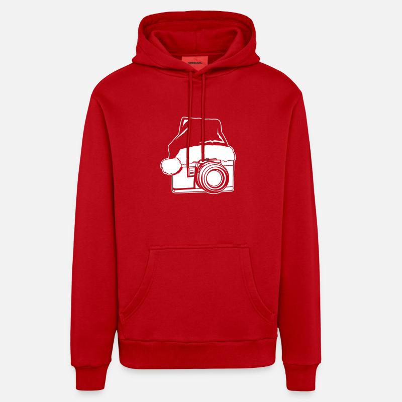 Caméra chapeau de Noël - Sweat à capuche bio décontracté fabriqué en UE - rouge