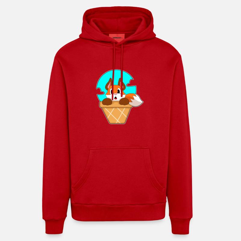 Cône de glace Fuchs - Sweat à capuche bio décontracté fabriqué en UE - rouge