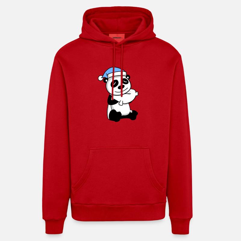 Panda - Sweat à capuche bio décontracté fabriqué en UE - rouge