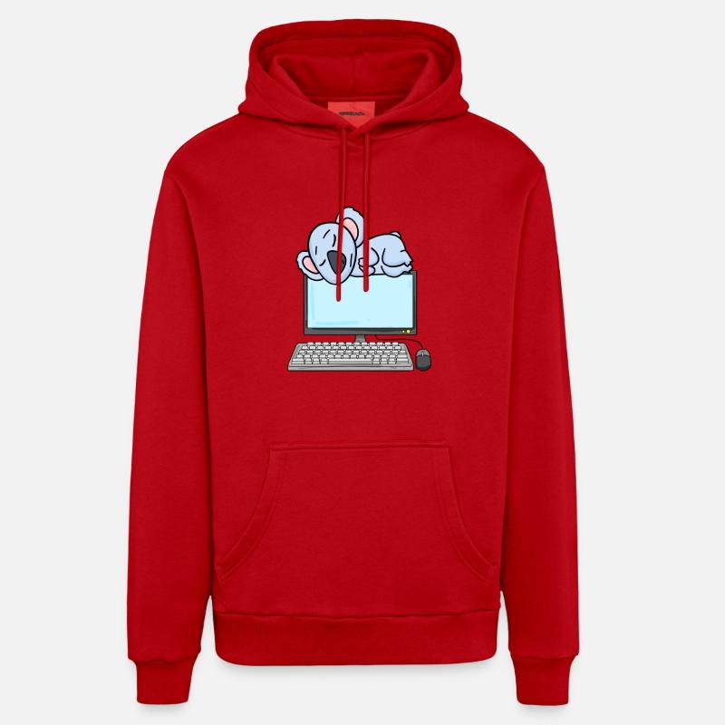 Koala Computer Nerd Programmer Gift - Organic Relaxed Hoodie Made in EU - red