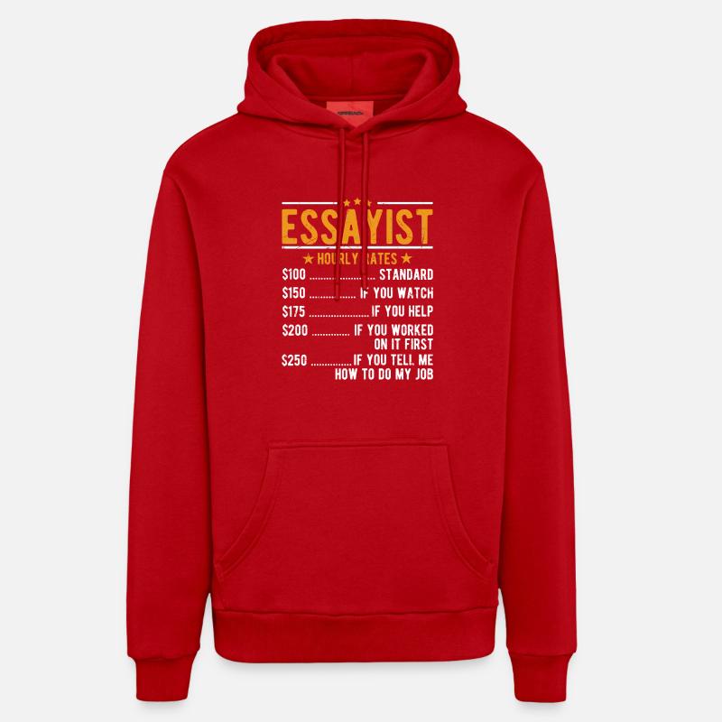 Essayiste Salaire horaire - Sweat à capuche bio décontracté fabriqué en UE - rouge