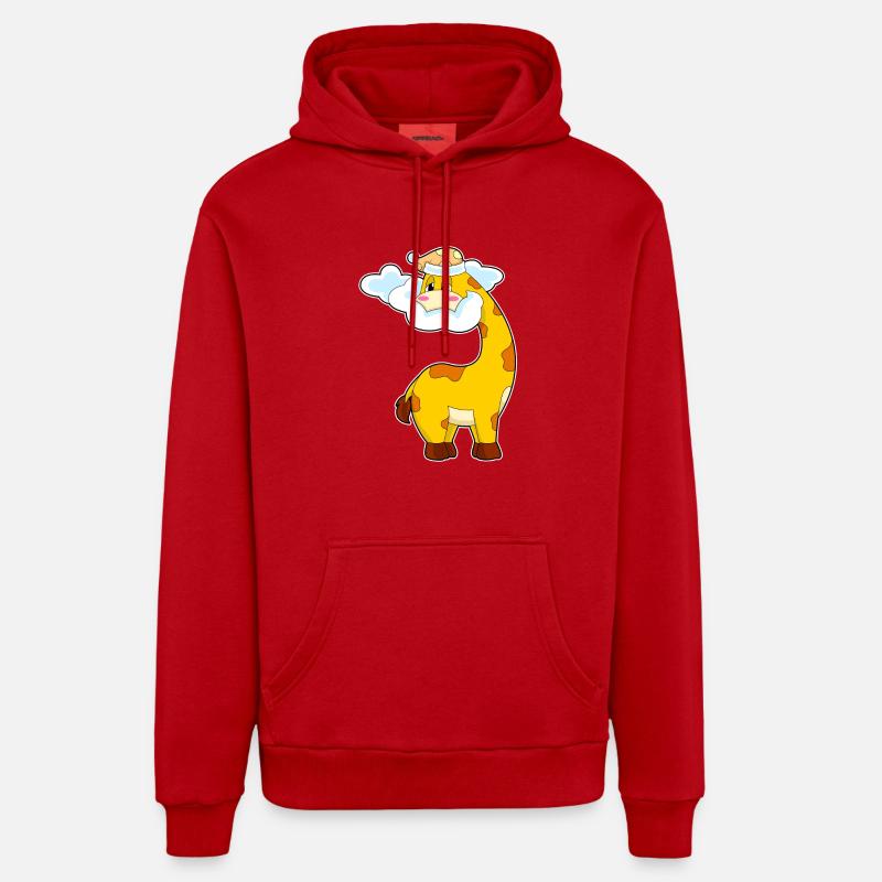Giraffe Clouds - Organic Relaxed Hoodie Made in EU - red