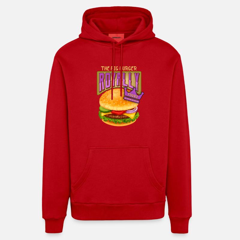 Burger-Cheeseburger Dire Hamburger-Royale - Sweat à capuche bio décontracté fabriqué en UE - rouge