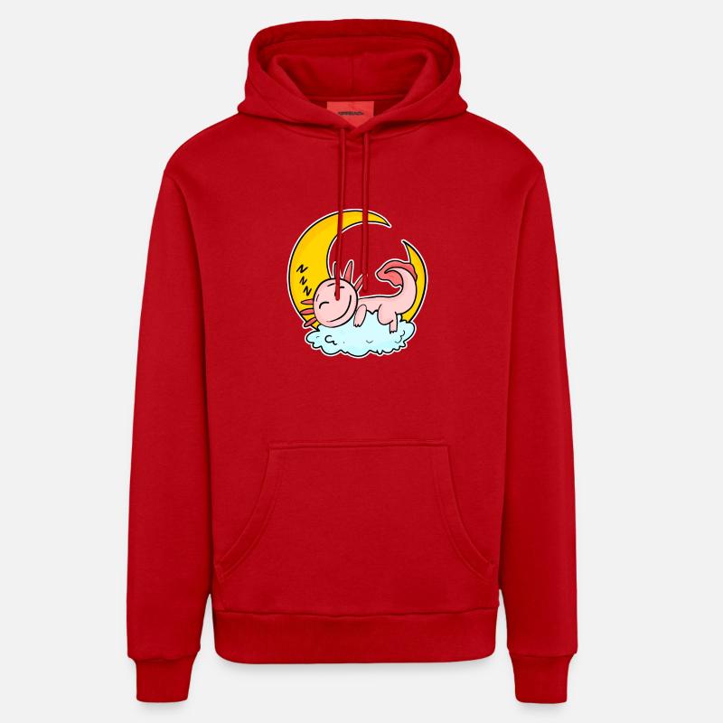 Axolotl endormi - Sweat à capuche bio décontracté fabriqué en UE - rouge