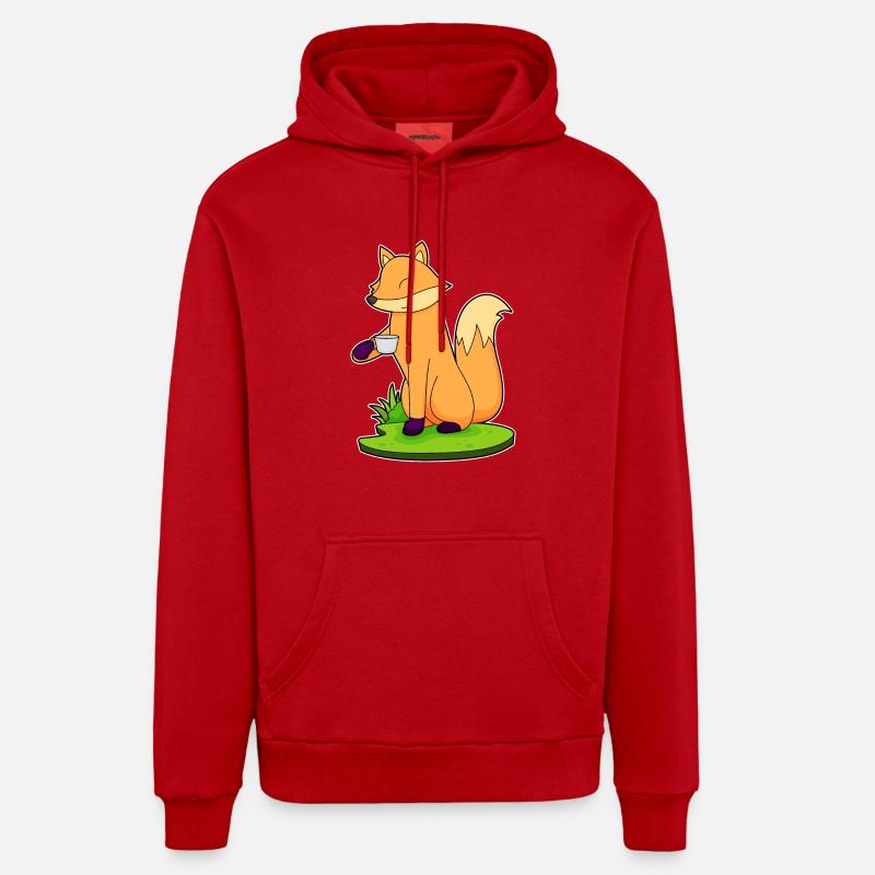 Coupe de café Fuchs - Sweat à capuche bio décontracté fabriqué en UE - rouge