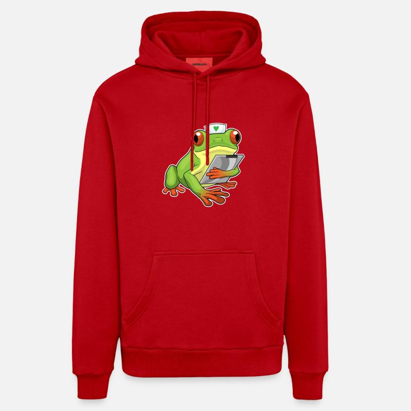 Infirmière grenouille - Sweat à capuche bio décontracté fabriqué en UE - rouge