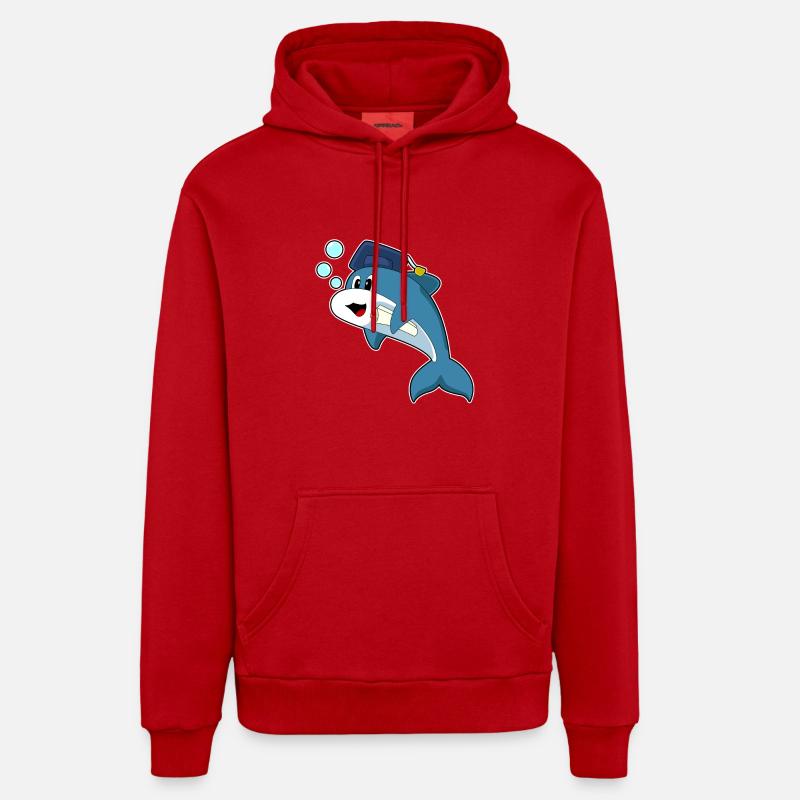 Diplôme d’étudiant Dolphin - Sweat à capuche bio décontracté fabriqué en UE - rouge