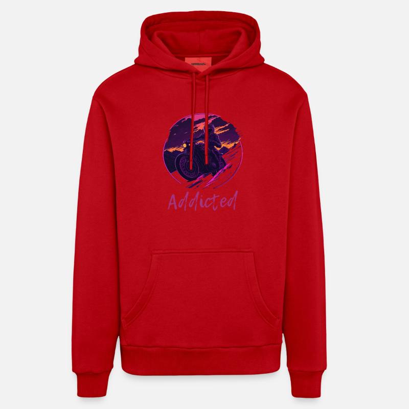 Synthwave Moto Accro - Sweat à capuche bio décontracté fabriqué en UE - rouge