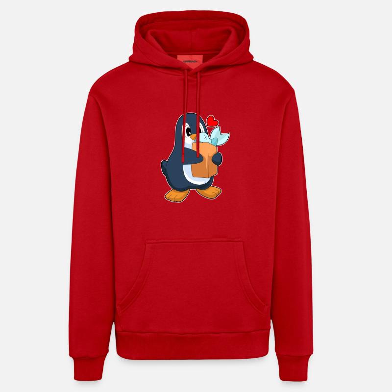 Poisson manchot - Sweat à capuche bio décontracté fabriqué en UE - rouge