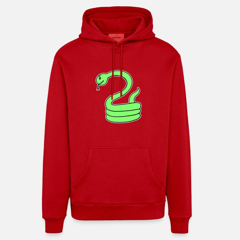 Serpent - Serpent vert - Sweat à capuche bio décontracté fabriqué en UE - rouge